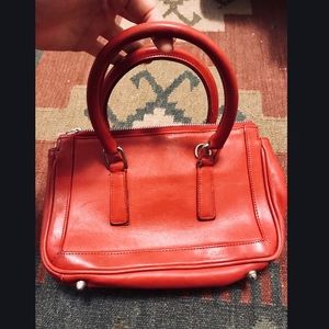 Red leather clutch purse